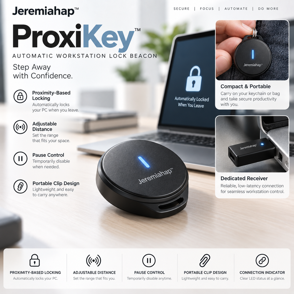 Jeremiahap™ ProxiKey Automatic Workstation Lock Beacon