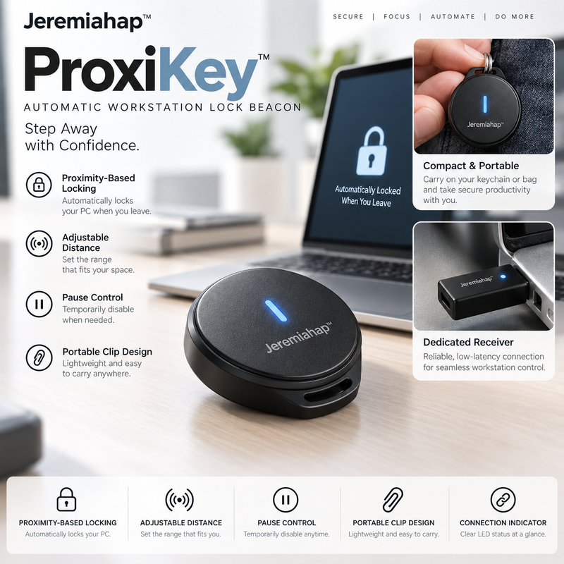Jeremiahap™ ProxiKey Automatic Workstation Lock Beacon