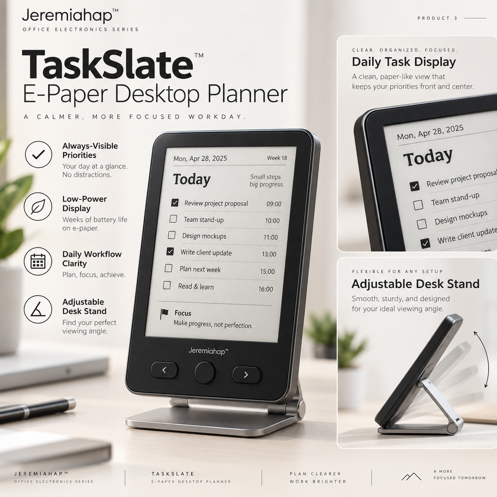 Jeremiahap™ TaskSlate E-Paper Desktop Planner