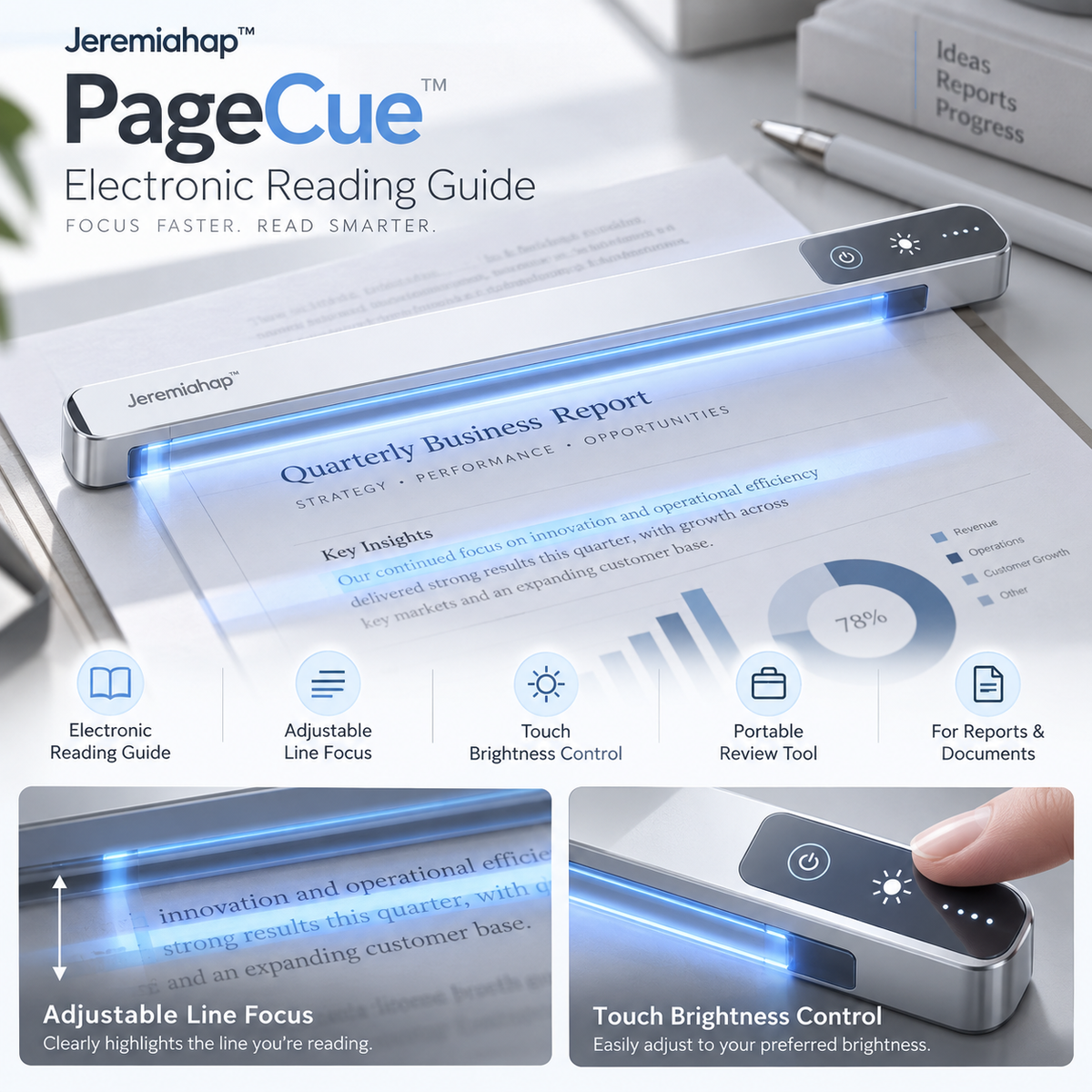 Jeremiahap™ PageCue Electronic Reading Guide