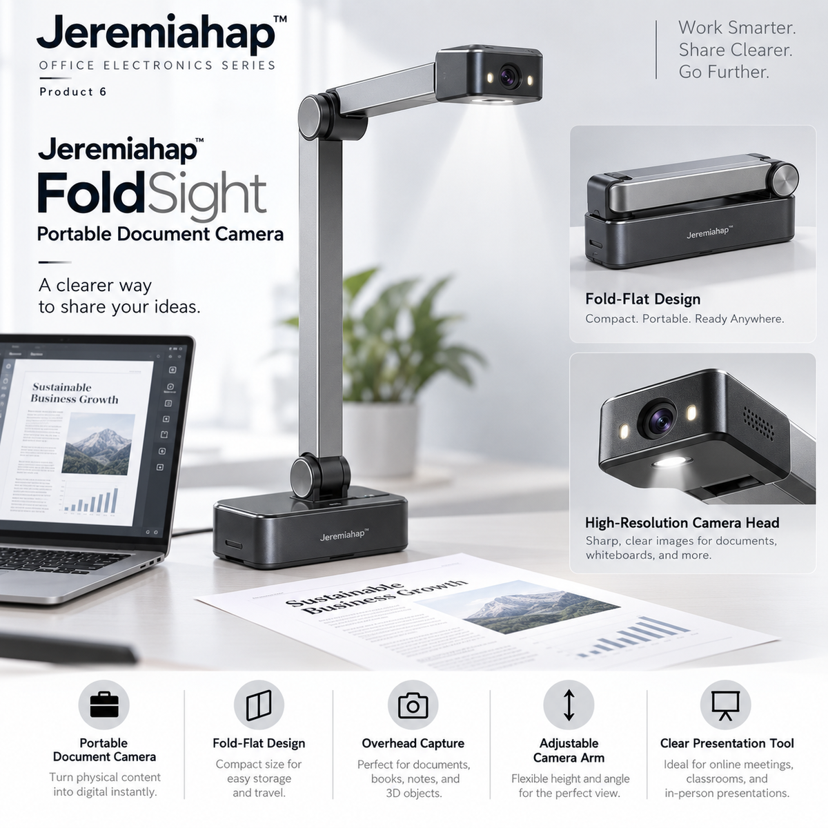 Jeremiahap™ FoldSight Portable Document Camera