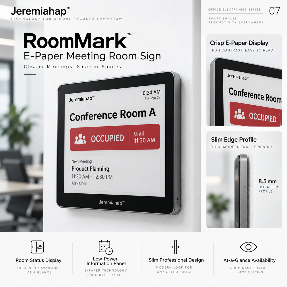 Jeremiahap™ RoomMark E-Paper Meeting Room Sign