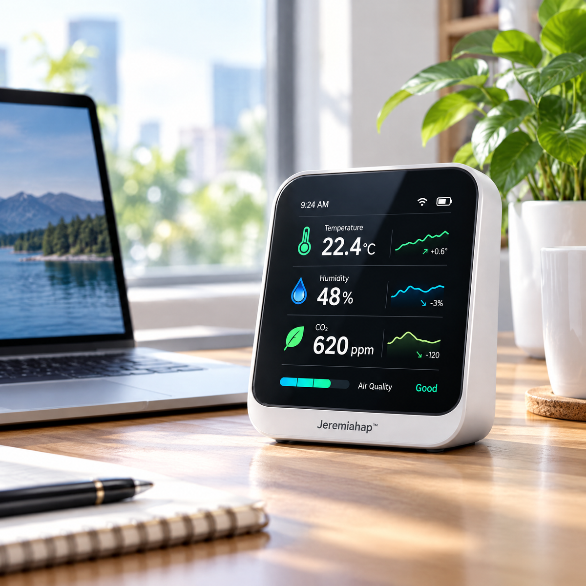 Jeremiahap™ AirLedger Desktop Office Climate Monitor