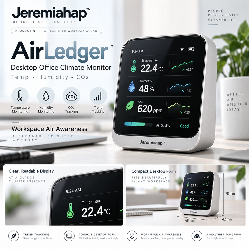 Jeremiahap™ AirLedger Desktop Office Climate Monitor